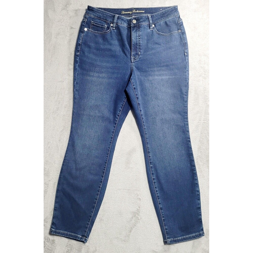 Tommy Bahama High Rise Ankle Skinny Jeans Womens 12 Blue Med Wash Stretch Denim